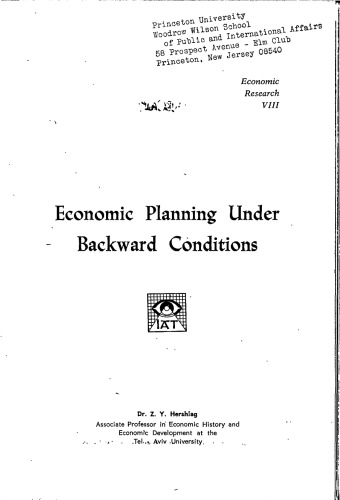 Economic Planning Under Backward Conditions