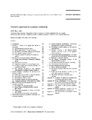 Unitarity approach to quantum cosmology