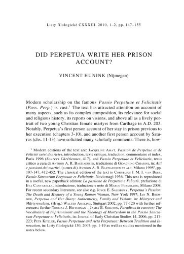 Did Perpetua write her prison account?