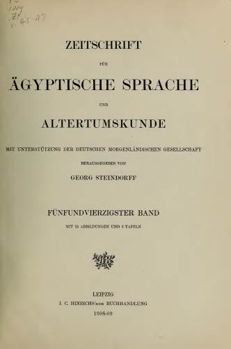 Zeitschrift für Ägyptische Sprache und Altertumskunde