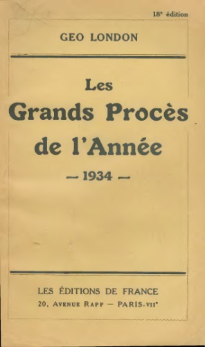 Les grands procès de l'année 1934