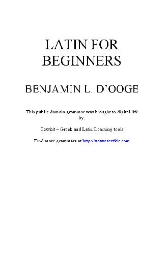 Latin For Beginners