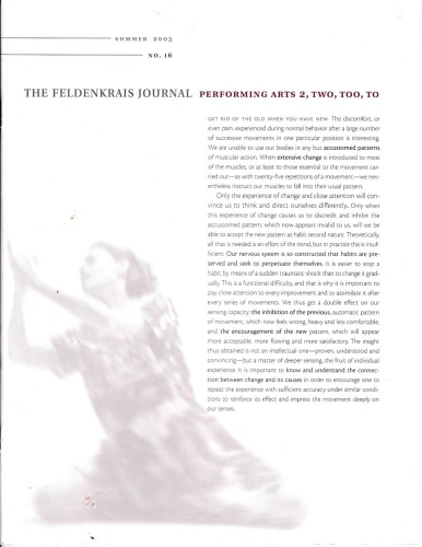 The Feldenkrais Journal #16 Performing Arts