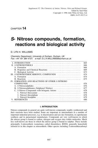 Supplement F2: The Chemistry of Amino, Nitroso, Nitro and Related Groups.