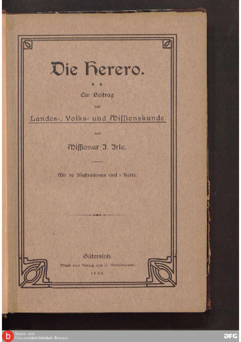 Die Herero ; ein Beitrag zur Landes-, Volks- und Missionskunde