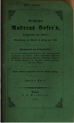 Das Land Tirol und der Tirolerkrieg von 1809