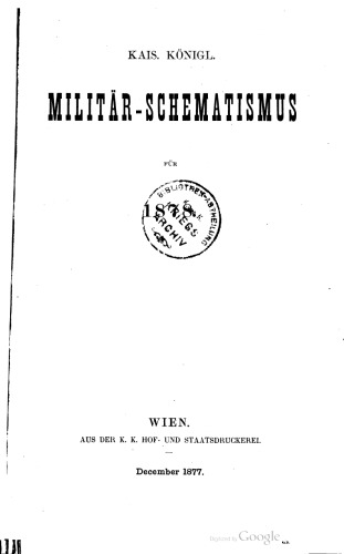 Militär-Schematismus des österreichischen Kaisertums für 1878