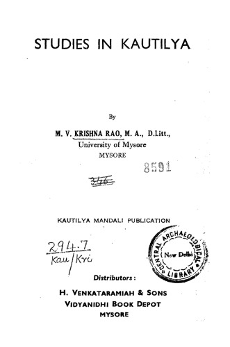 Studies In Kautilya