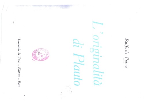 L'originalita di Plauto.