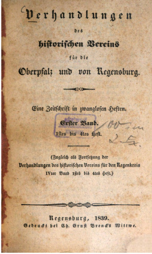 Verhandlungen des Historischen Vereins für Oberpfalz und Regensburg