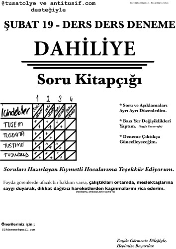 Dahiliye Tus Deneme Sınavları Soruları Cevaplı