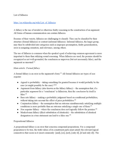 List of Fallacies