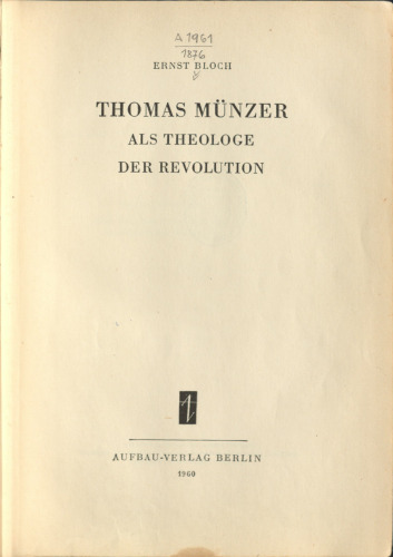 Thomas Münzer als Theologe der Revolution