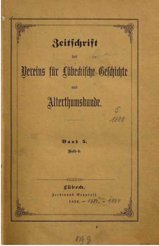 Zeitschrift des Vereins für Lübeckische Geschichte und Altertumskunde