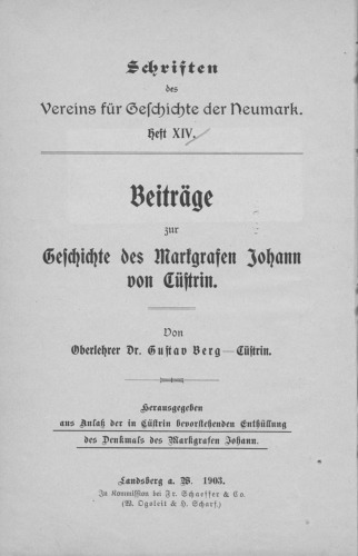 Schriften des Vereins für Geschichte der Neumark