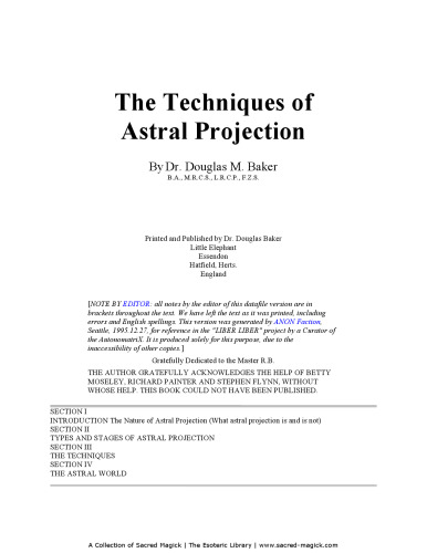 The techniques of astral projection