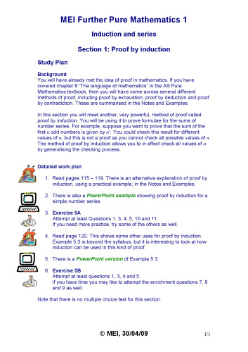 MEI FP1 Study Resources Induction And Series 1-2