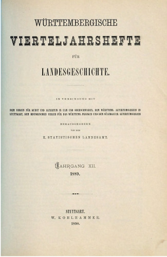 Württembergische Vierteljahreshefte für Landeskunde
