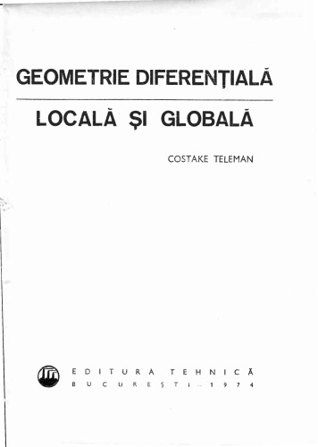 Geometrie diferențială locală și globală