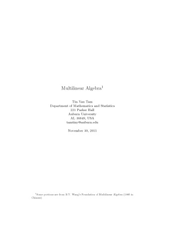 Multilinear Algebra [Lecture notes]