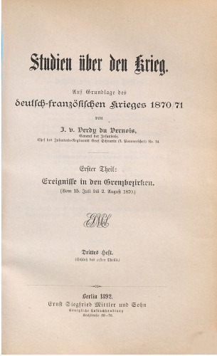 Ereignisse in den Grenzbezirken (Vom 15. Juli bis 2. August 1870)