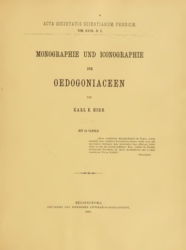 Monographie und Iconographie der Oedogoniaceen