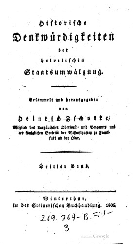 Historische Denkwürdigkeiten der helvetischen Staatsumwȧlzung