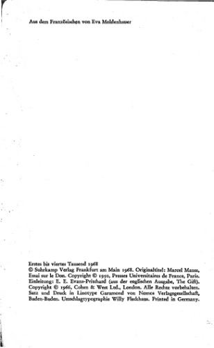 Die Gabe. Form und Funktion des Austauschs in archaischen Gesellschaften