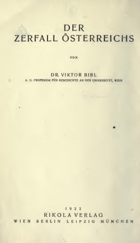 Der Zerfall Österreichs