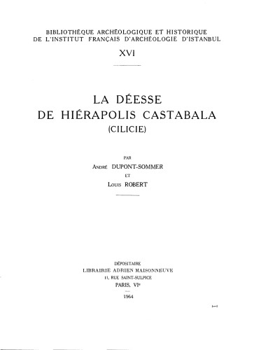 La déesse de Hiérapolis Castabala, Cilicie