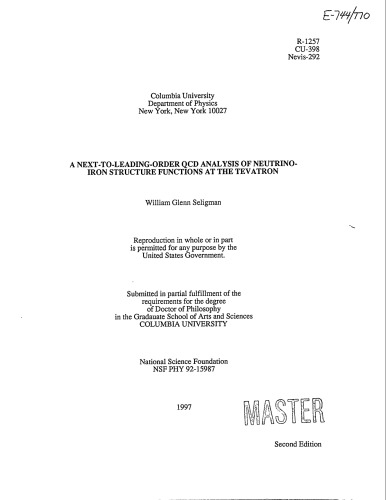 QCD Analysis - Neutrino-Iron Structure Functions at the Tevatron [thesis]