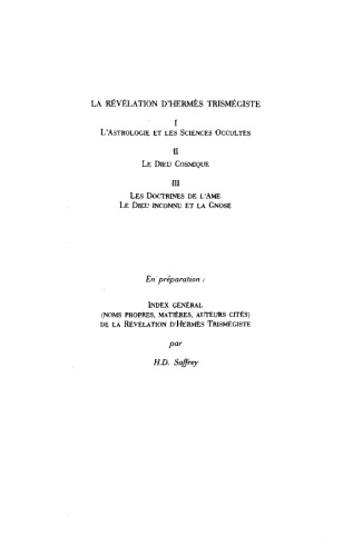 La révélation d'Hermès Trismégiste. III Les doctrines de l'Ame