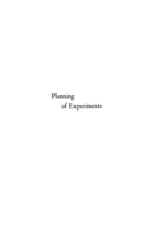 Planning of Experiments