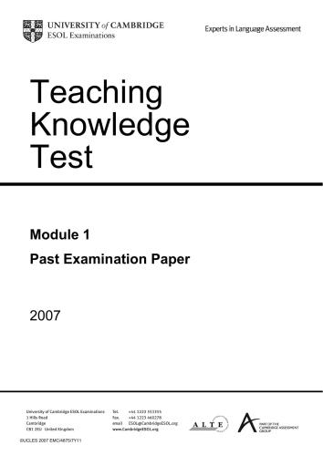 TKT Module 1 Past Examination Paper 2007