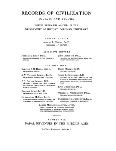 Papal revenues in the Middle Ages, Vol. 1