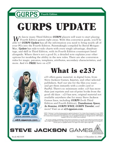 GURPS 4th edition. GURPS Update
