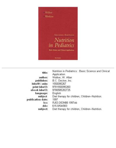 Nutrition in Pediatrics: Basic Science and Clinical Application
