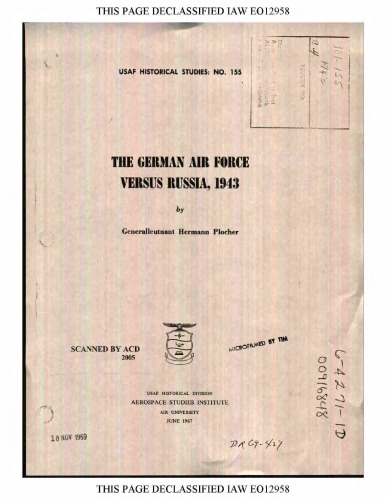 The German Air Force versus Russia, 1943