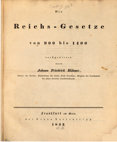 Die Reichsgesetze von 900 bis 1400