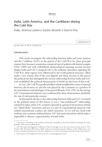 India, Latin America, and the Caribbean during the Cold War