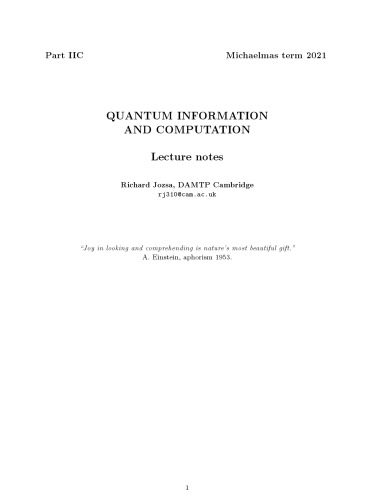 Quantum Information and Computation