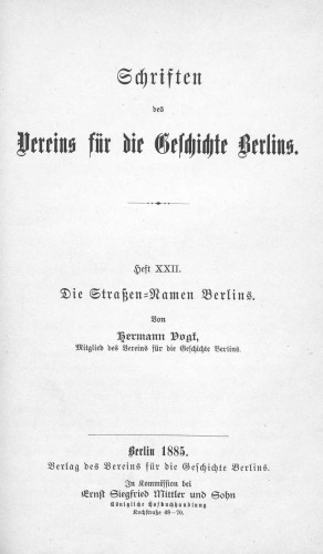 Die Straßennamen Berlins