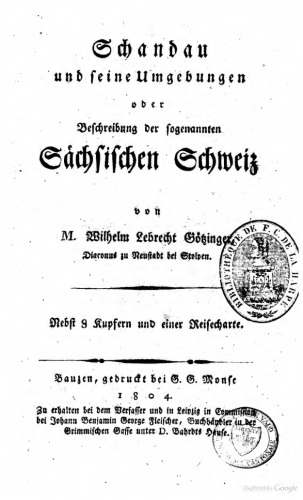 Schandau und seine Umgebungen oder Beschreibung der sogenannten Sächsischen Schweiz