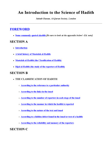 An Introduction to the Science of Hadith