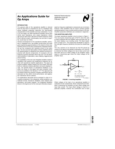An Applications Guide for Op Amps - (Natl Semiconductor)