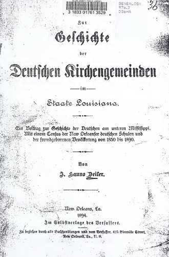 Zur Geschichte der Kirchengemeinden im Staate Louisiana