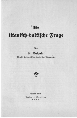 Die litauisch-baltische Frage