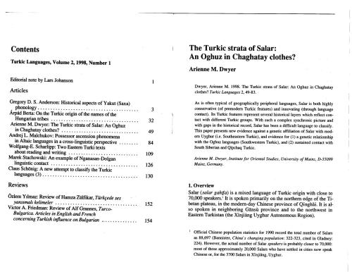 The Turkic strata of Salar: an Oghuz in Chaghatay clothes?