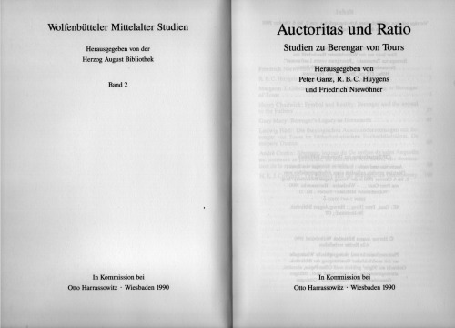 Auctoritas und Ratio: Studien zu Berengar von Tours