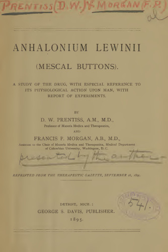 Anhalonium Lewinii (Mescal Buttons, Peyote)